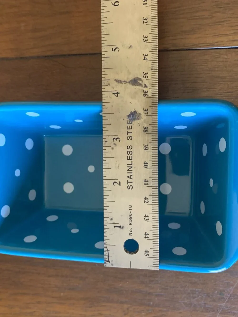 Temp-tations by Tara Blue White Polka Dot Ceramic Mini Loaf Baker Lid 12 oz